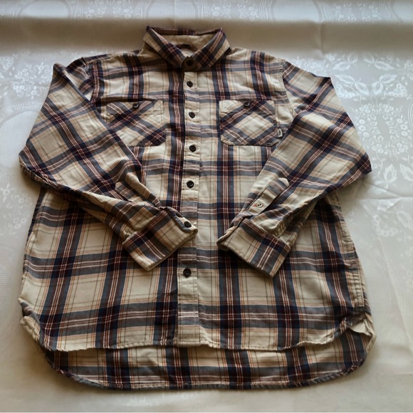 Vans Off The Wall Men’s Size L Tan/Brown Plaid Shirt Long Sleeves Button Down … - Picture 3 of 16